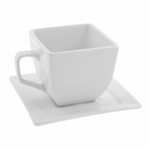 10 Strawberry Street WTR-CUP 4 oz. Whittier Square White Cup and Saucer - 24 pcs