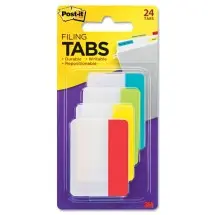 Post-It 2" and 3" Tabs, 1/5-Cut Tabs, Assorted Colors, 2" Wide, 24/Pack