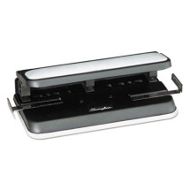 32-Sheet Easy Touch Two-to-Three-Hole Punch, 9/32" Holes, Black/Gray
