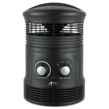 360 Deg Circular Fan Forced Heater, 8" x 8" x 12", Black
