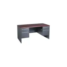 38000 Series Double Pedestal Desk, 60w x 30d x 29.5h, Mahogany/Charcoal