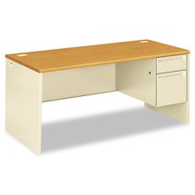 38000 Series Right Pedestal Desk, 48w x 30d x 29.5h, Harvest/Putty