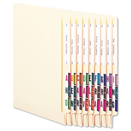 A-Z Color-Coded End Tab Filing Labels, A, 1 x 1.25, White, 500/Roll