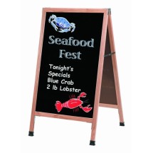 Aarco Products A-1B  Oak A-Frame  Sign Board with Black Write On Chalkboard  42&quot;H x 24&quot;W