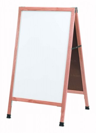Aarco Products A-5 Oak A-Frame Sidewalk Board with White Markerboard, 42"H x 24"W