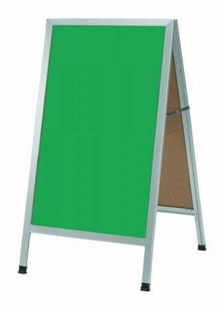 Aarco Products AA-1SG  Aluminum A-Frame Sidewalk Board with Green Porcelain Chalkboard, 42"H x 24"W