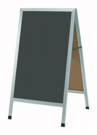 Aarco Products AA-1SS Aluminum A-Frame Sidewalk Board with Slate Gray Porcelain Chalkboard, 42''H x 24''W