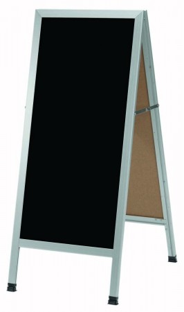 Aarco Products AA-311 Aluminum A-Frame Sidewalk Board with Black Markerboard, 42"H x 18"W