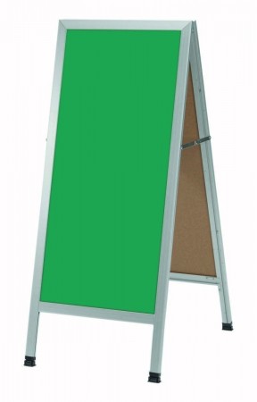Aarco Products AA-311SG Aluminum A-Frame Sidewalk Board with Green Porcelain Chalkboard ,42"H x 18"W
