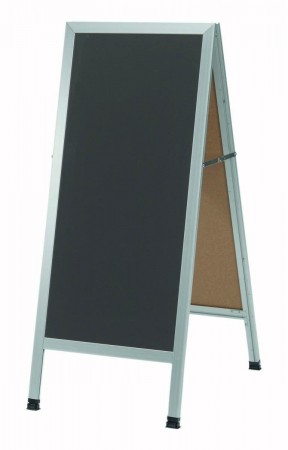 Aarco Products AA-35SS Aluminum A-Frame Sidewalk Board with Slate Gray Porcelain Chalkboard, 42"H x 18"W