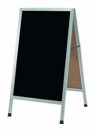 Aarco Products AA-5SB Aluminum A-Frame Sidewalk Board with Black Porcelain Markerboard, 42"H x 24"W