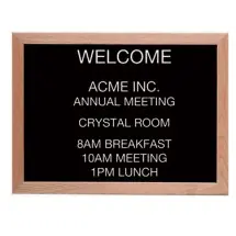 Aarco Products AOFD1824L Letter Board Message Center with Oak Frame 18&quot;H x 24&quot;W
