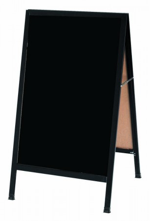 Aarco Products BA-1B Black Aluminum-A Frame Sidewalk Board with Black Chalkboard, 42"H x 24"W