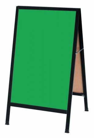 Aarco Products BA-1G Black Aluminum A-Frame Sidewalk Board with Green Chalkboard, 42"H x 24"W