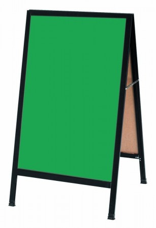 Aarco Products BA-1SG Black Aluminum A-Frame Sidewalk Board with Green Porcelain Chalkboard, 42"H x 24"W