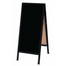 Aarco Products BA-311SB Black Aluminum A-Frame Sidewalk Board with Black Porcelain Markerboard, 42&quot;H x 18&quot;W
