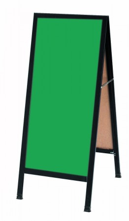 Aarco Products BA-311SG Black Aluminum A-Frame Sidewalk Board with Green Porcelain Chalkboard, 42"H x 18"W
