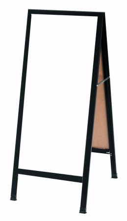 Aarco Products BA-311SW Black Aluminum Narrow A-Frame Sidewalk Board with White Porcelain Markerboard, 42"H x 18"W