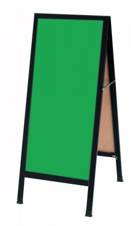 Aarco Products BA-3G Black Aluminum A-Frame Sidewalk Board with Green Chalkboard, 42"H x 18"W 