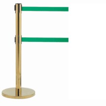 Aarco Products HB-27GR Form-A-Line System Dual Retractable Green 7 Ft. Belts - Brass Finish, 40&quot;H 