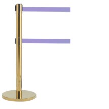 Aarco Products HB-27PU Form-A-Line System Dual Retractable Purple 7 Ft. Belts - Brass Finish, 40&quot;H 