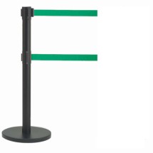 Aarco Products HBK-27GR Form-A-Line System Dual Retractable Green 7 Ft. Belts - Black Finish, 40&quot;H 