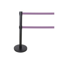 Aarco Products HBK-27PU Form-A-Line System Dual Retractable Purple 7 Ft. Belts - Black Finish, 40&quot;H 