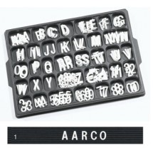 Aarco Products HF1.0 1&quot; Helvetica Style Universal Single Tab Changeable Typeface Letters - 165 Characters / Set