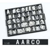 Aarco Products HF1.5 1.5&quot; Helvetica Style Universal Single Tab Changeable Typeface Letters - 138 Characters / Set