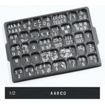 Aarco Products HFD.50 1/2&quot; Helvetica Style Universal Single Tab Changeable Typeface Letters - 330 Characters / Set