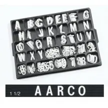 Aarco Products HFD1.5 1.5&quot; Helvetica Style Universal Single Tab Changeable Typeface Letters - 276 Characters / Set