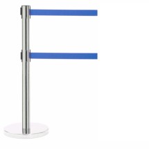 Aarco Products HS-27BL Form-A-Line System Dual Retractable Blue 7 Ft. Belts - Satin Finish, 40&quot;H 