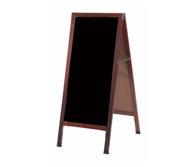 Aarco Products MA-311 Cherry A-Frame Sidewalk Board with Black Markerboard, 42"H x 18"W