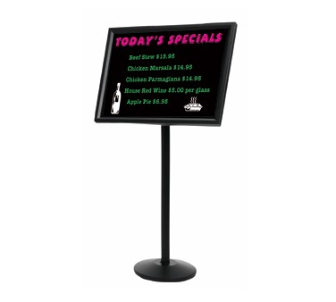 Aarco Products P-7BK Small Dual Capability Neon Markerboard and Menu-Poster Holder - Black