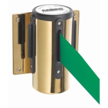 Aarco Products WM-10BGR Brass Wall Mount Form-A-Line Green Retractable 10 Ft. Belt