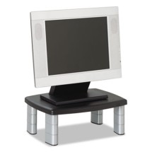 Adjustable Height Monitor Stand, 15 x 12 x 2.63 to 5.88, Black/Silver
