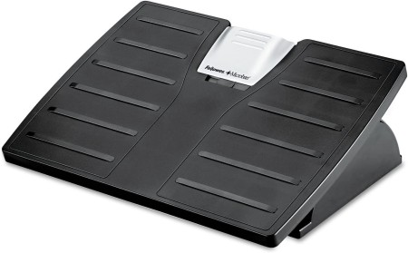 Adjustable Locking Footrest with Microban, 17.5w x 13.13d x 5.63, Black/Silver