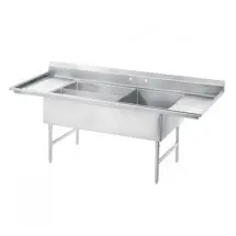 Advance Tabco 18-K5-56 Three Compartment Meat and Platter Sink With Two Drainboards, 91&quot;