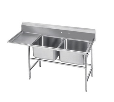 Advance Tabco 9-22-40-18L Two Compartment Sink with Left Drainboard, 66"