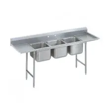 Advance Tabco 9-3-54-36RL Three Compartment Sink with Two Drainboards, 127&quot;