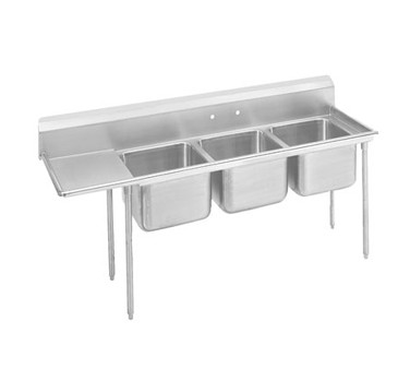 Advance Tabco 93-3-54-24L Three Compartment Sink with Left Drainboard, 83"