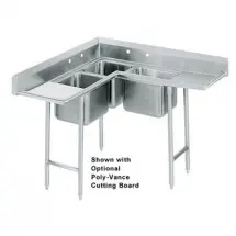 Advance Tabco 94-K2-24D Three Compartment Corner Sink with Two Drainboards, 142&quot;