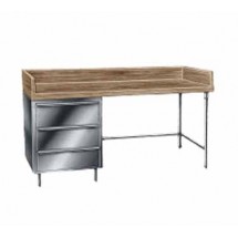 Advance Tabco BGT-308 Wood Top Baker's Table with Galvanized Base and Drawers, 30&quot; x 96&quot;