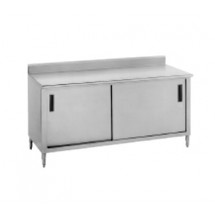 Advance Tabco CF-SS-244 48&quot; x 24&quot; Work Table With Cabinet Base, Sliding Doors and Backsplash