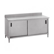 Advance Tabco CK-SS-247 84&quot; x 24&quot; Work Table With Cabinet Base, Sliding Doors and 5&quot; Backsplash