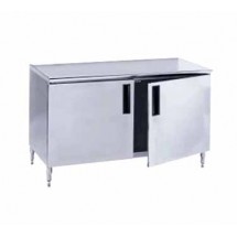 Advance Tabco HB-SS-2412M 144&quot; x 24&quot; Enclosed Base Work Table with Hinged Doors and Midshelf