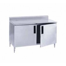 Advance Tabco HF-SS-2412 144&quot; x 24&quot; Enclosed Base Work Table with Hinged Doors and Backsplash