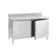 Advance Tabco HK-SS-244M 48&quot; x 24&quot; Enclosed Base Work Table with Hinged Doors, 5&quot; Backsplash and Midshelf