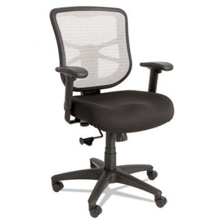 Alera Elusion Mid-Back Adjustable Arms Black / White Mesh Office Chair with Black Swivel Nylon Base