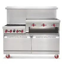 American Range AR-6B-24RG 60&quot; Heavy Duty Restaurant Range with 24&quot; Raised Griddle and 6 Burners and 2 Ovens